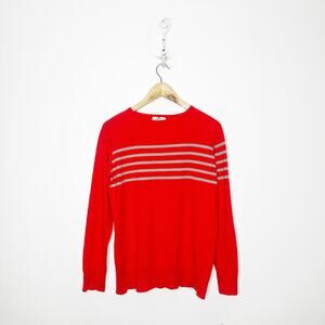Rapha Women's Lightweight Merino Breton Sweater Women's S Coral Striped pullover